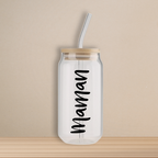 Verre - Maman texte horizontal (Personnalisable)