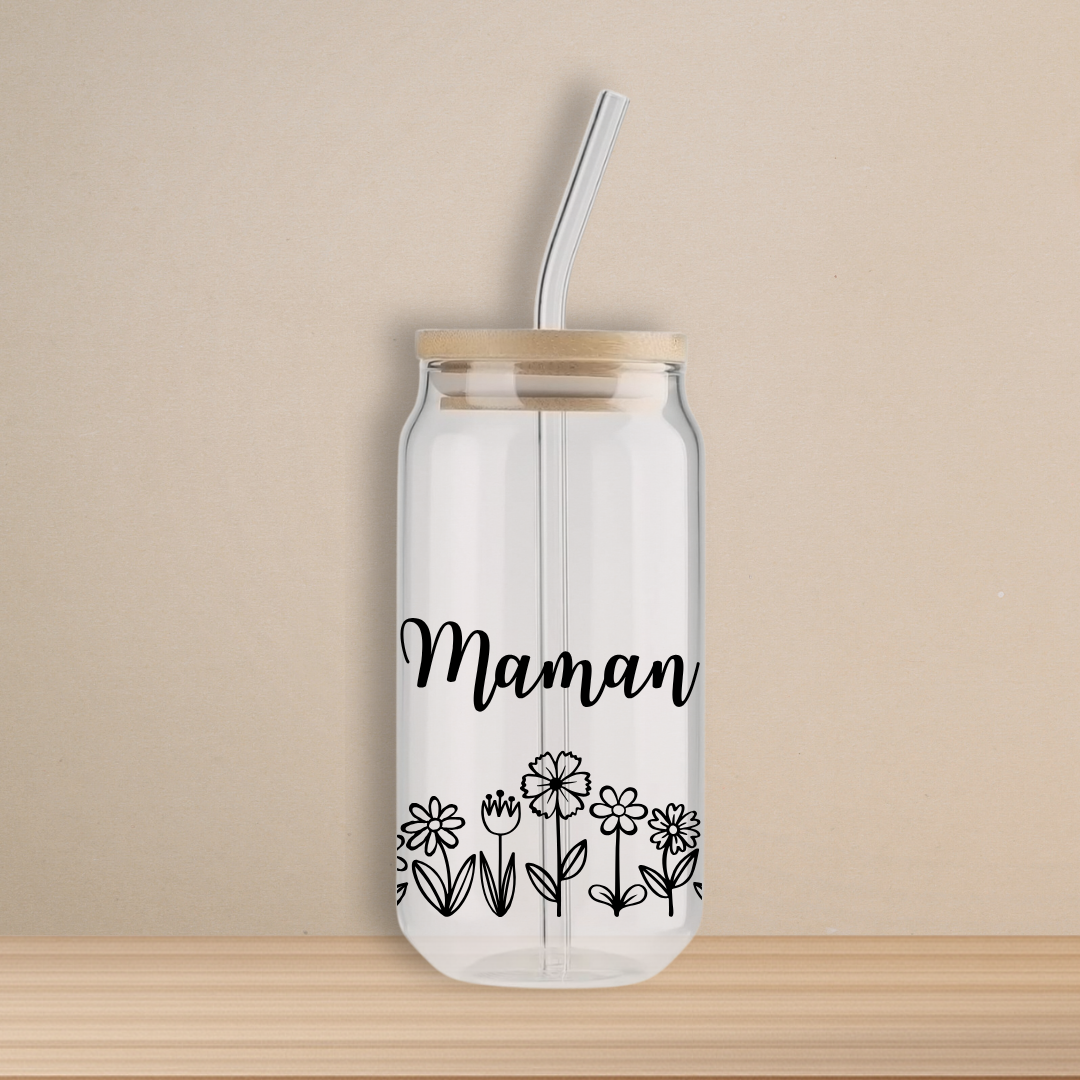 Verre - Maman fleur (Personnalisable)