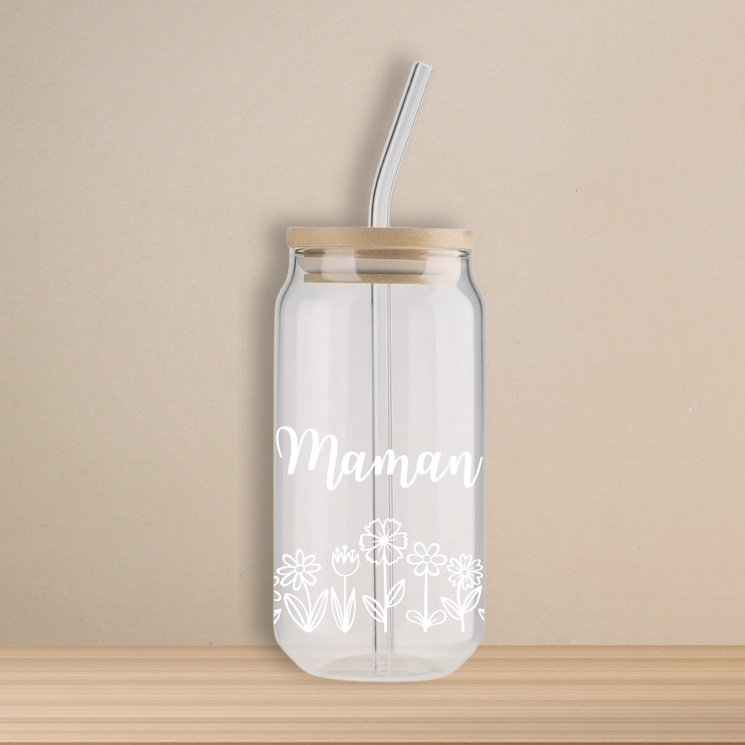 Verre - Maman fleur (Personnalisable)