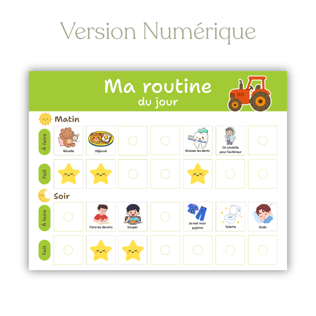 Ma routine du jour enfant - NUMÉRIQUE