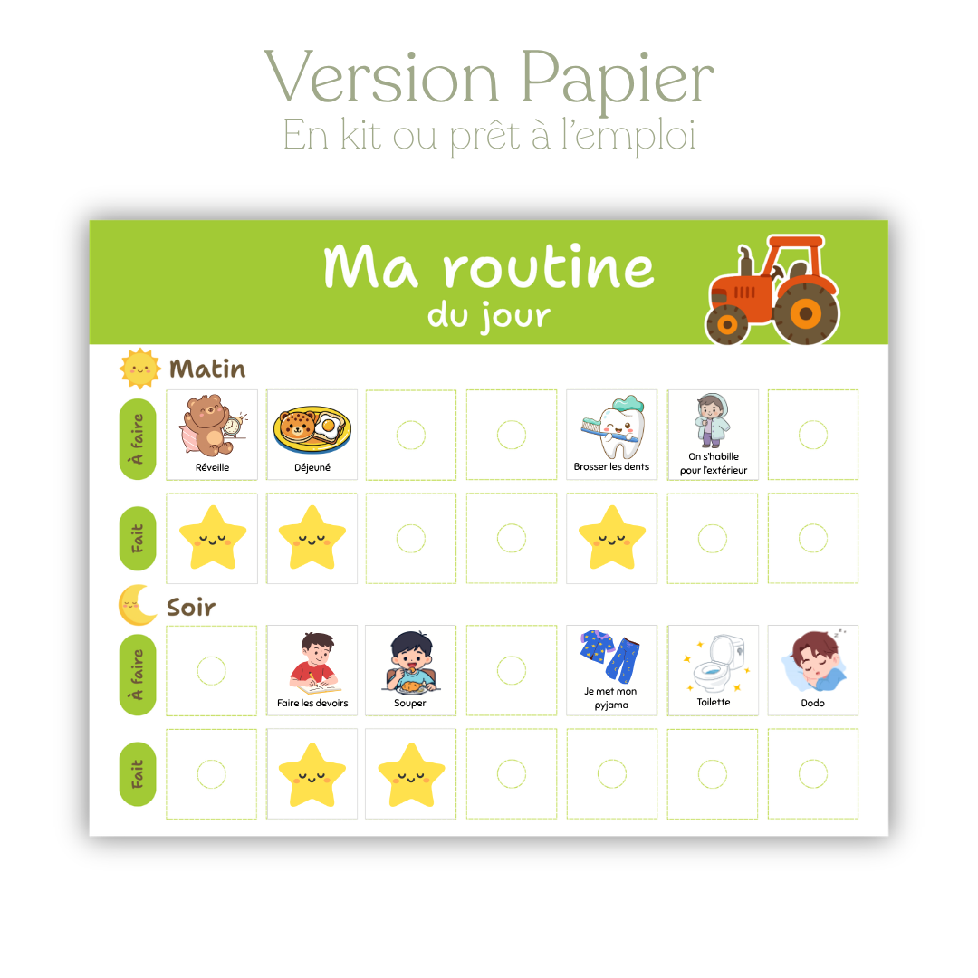 Ma routine du jour enfant - KIT ou PRÊT À L'EMPLOI