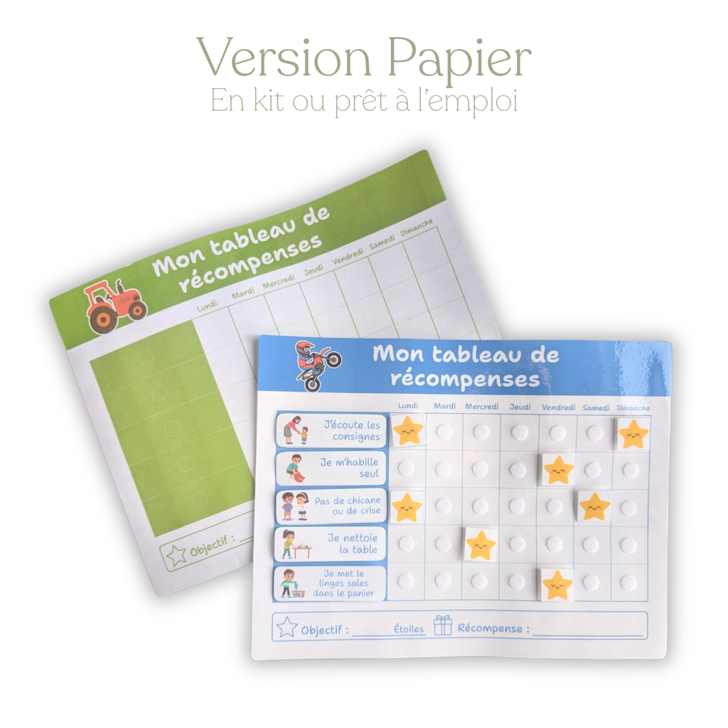 Tableau de récompenses enfant - KIT ou  PRÊT À L'EMPLOI