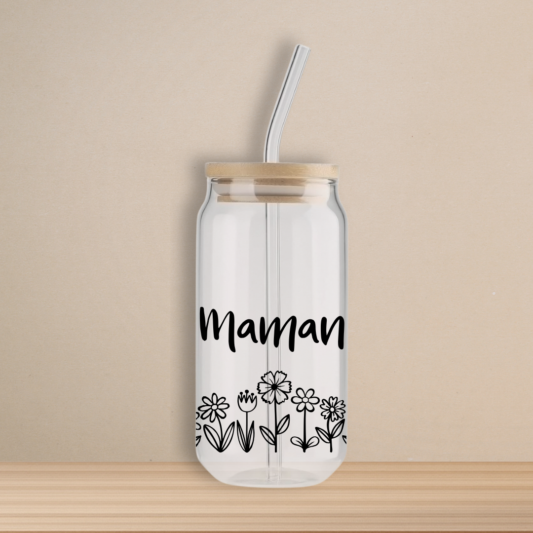 Verre - Maman fleur (Personnalisable)