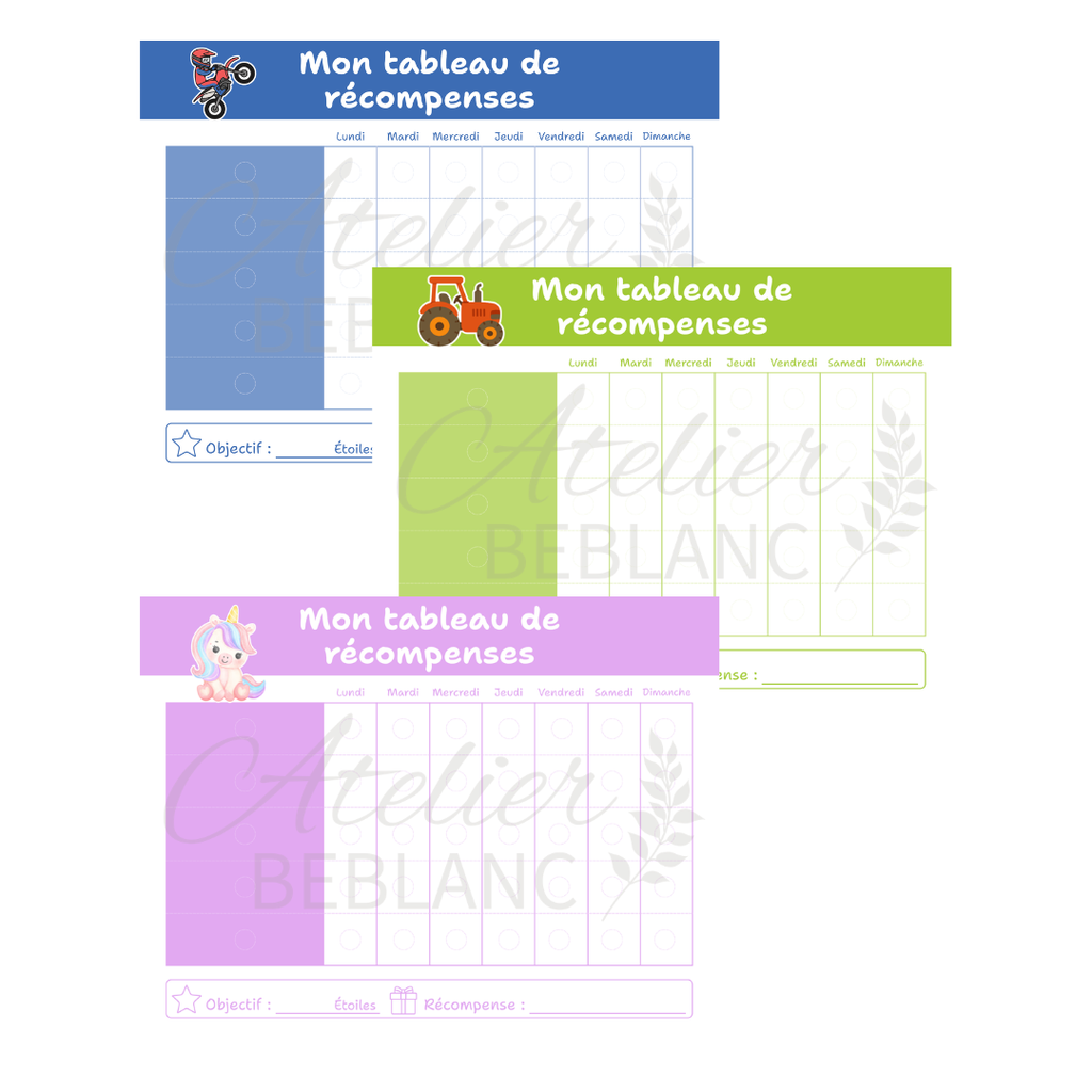Tableau de récompenses enfant - KIT ou  PRÊT À L'EMPLOI