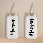 Verre - Maman texte horizontal (Personnalisable)