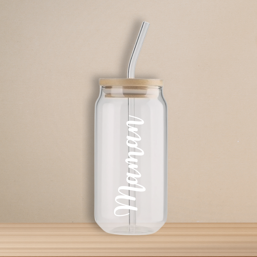 Verre - Maman texte horizontal (Personnalisable)